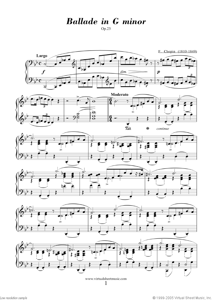 Chopin - Ballades Op.23 and Op.38 (coll. 1) sheet music for piano solo