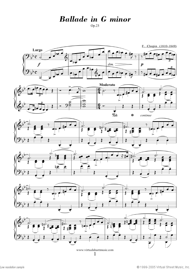 Chopin Ballade No 1 G Minor Op 23 Sheet Music