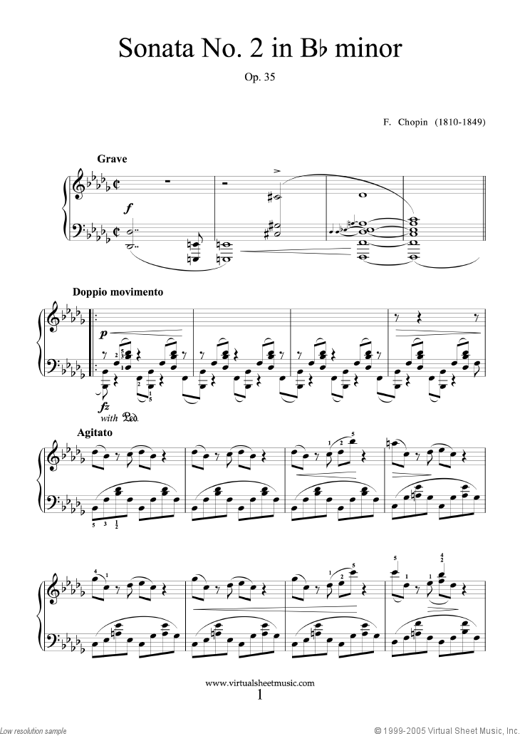 Chopin Piano Sonata No 2 In Bb Minor Op 35 Sheet Music For Piano