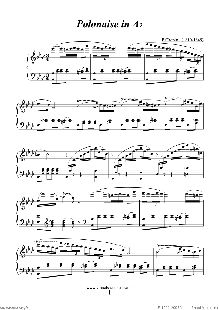 Frederic Chopin: Polonaises sheet music for piano solo (PDF)