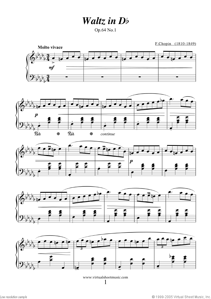 Chopin Waltzes sheet music for piano solo PDF 