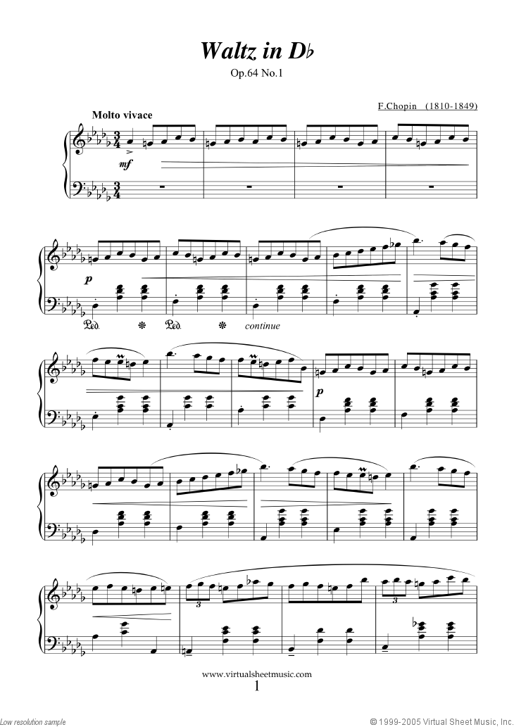 Chopin - Waltzes sheet music for piano solo [PDF]