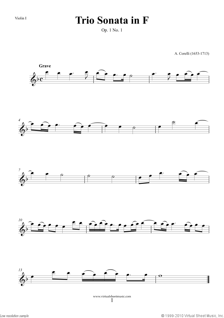 Corelli: Trio Sonata In F Major Op.1 No.1 (parts) Sheet Music For Two ...