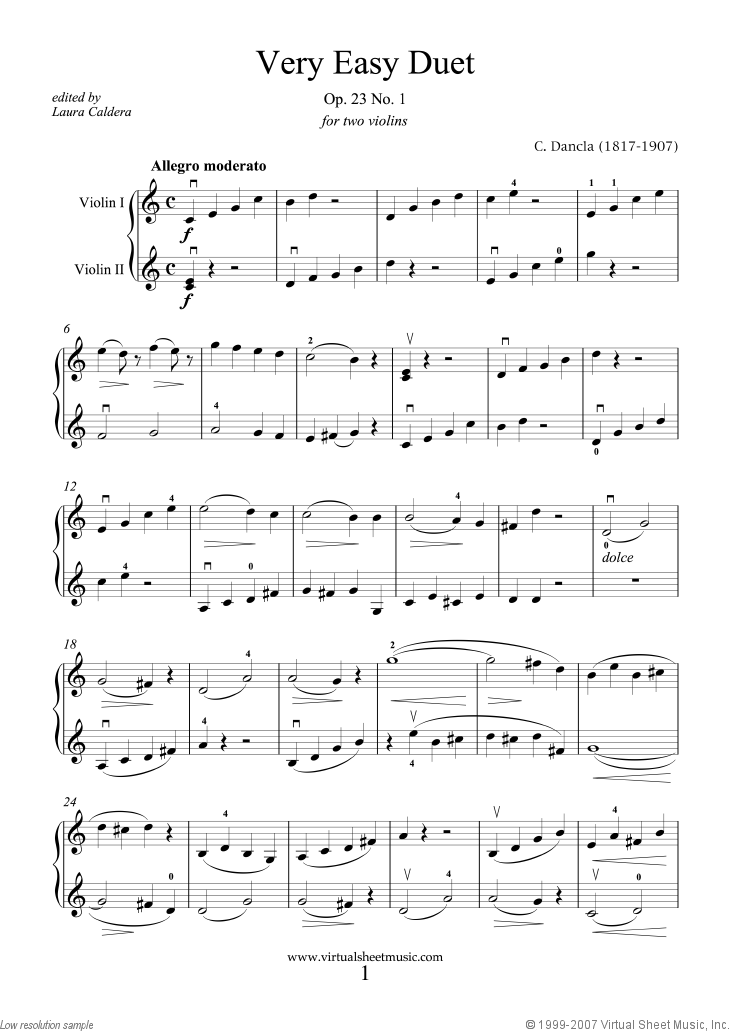 Dancla Very Easy Duet Op.23 No.1 sheet music for two violins