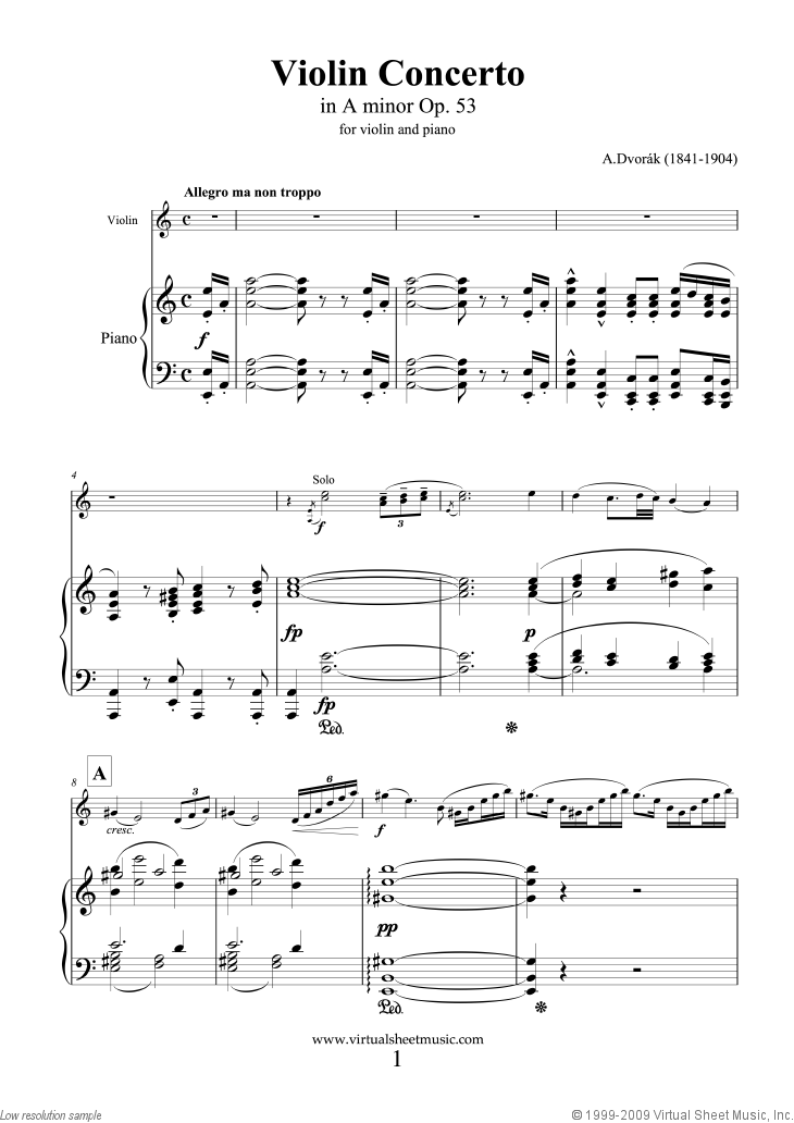 Violin in A minor Op.53 sheet music (PDF)