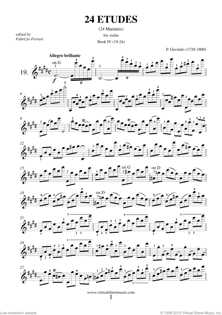 Etudes, 24 sheet music for violin solo (PDFinteractive)