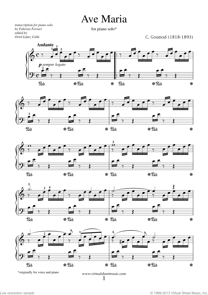 Bach Gounod Ave Maria Sheet Music Piano Voice 1998 Robbins Santorella 