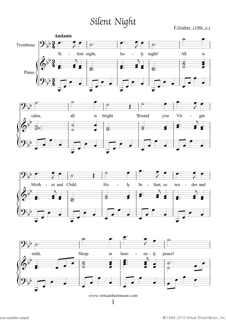 Free Silent Night Sheet Music For Trombone And Piano Pdf