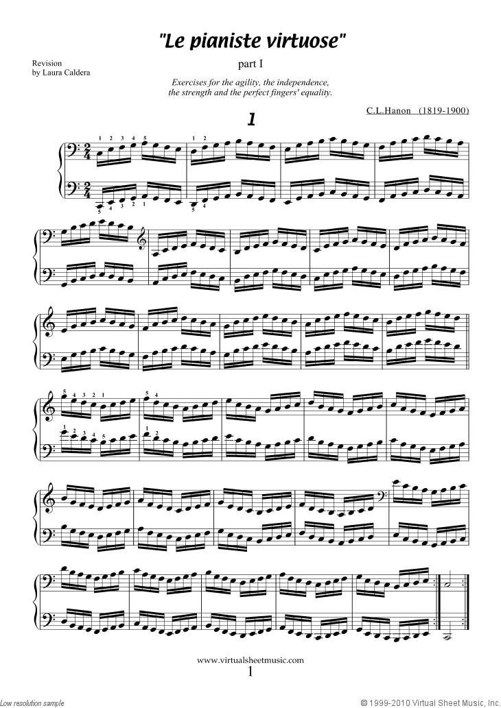 Hanon Le Pianiste Virtuose sheet music for piano solo (PDF)