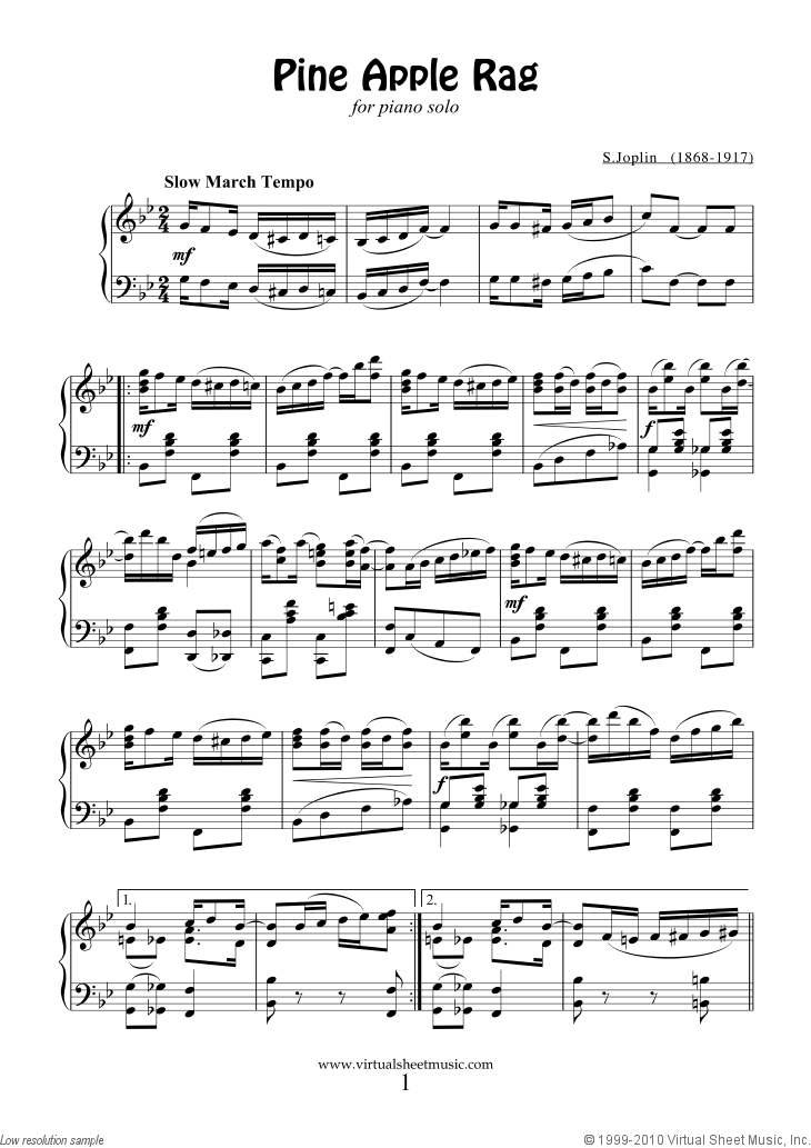 Free Joplin Pine Apple Rag Sheet Music For Piano Solo Pdf