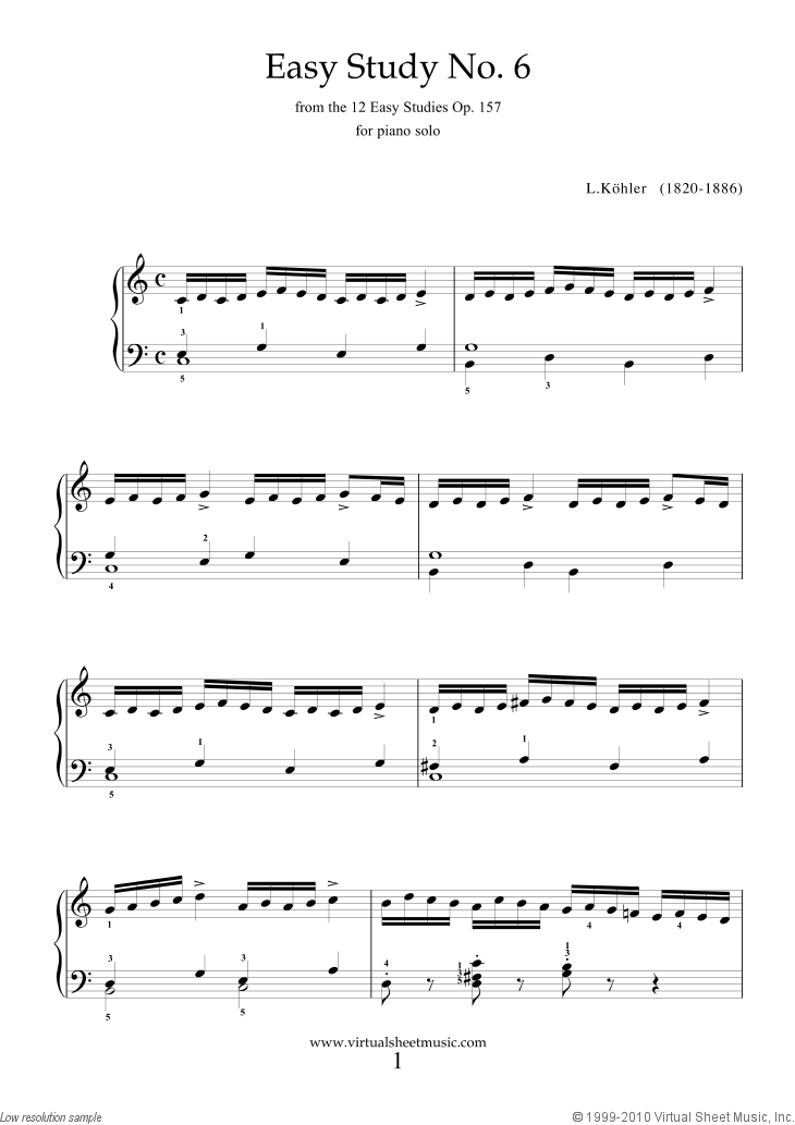 Free Kohler - Easy Study No.6 sheet music for piano solo PDF