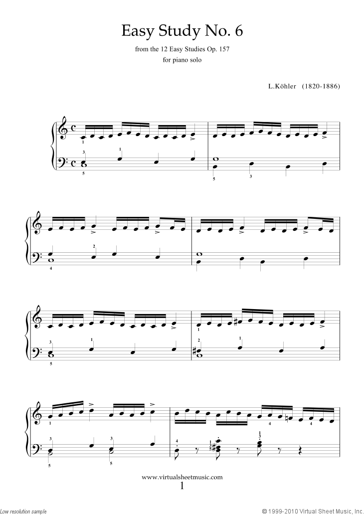 Free Kohler - Easy Study No.6 sheet music for piano solo [PDF]