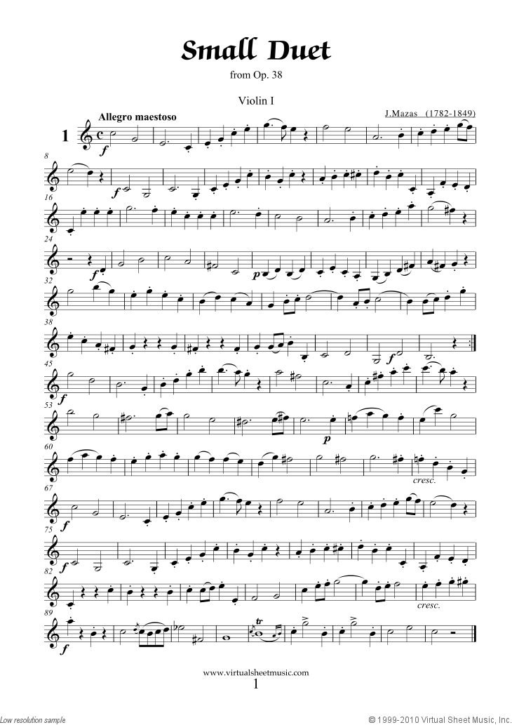 marca grieta he equivocado Free Duet Op.38 No.1 sheet music for two violins - High-Quality