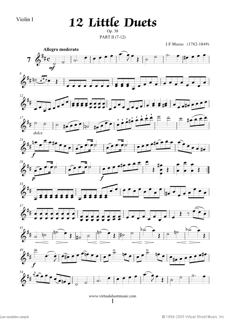 Little Duets Op.38, 12 - part II sheet music for two violins