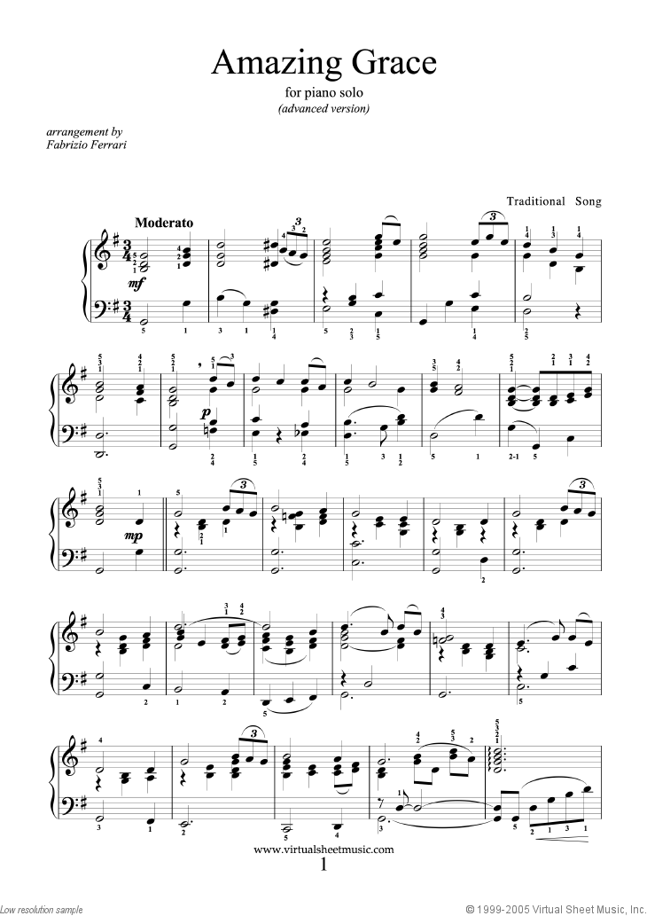 Printable Amazing Grace Sheet Music