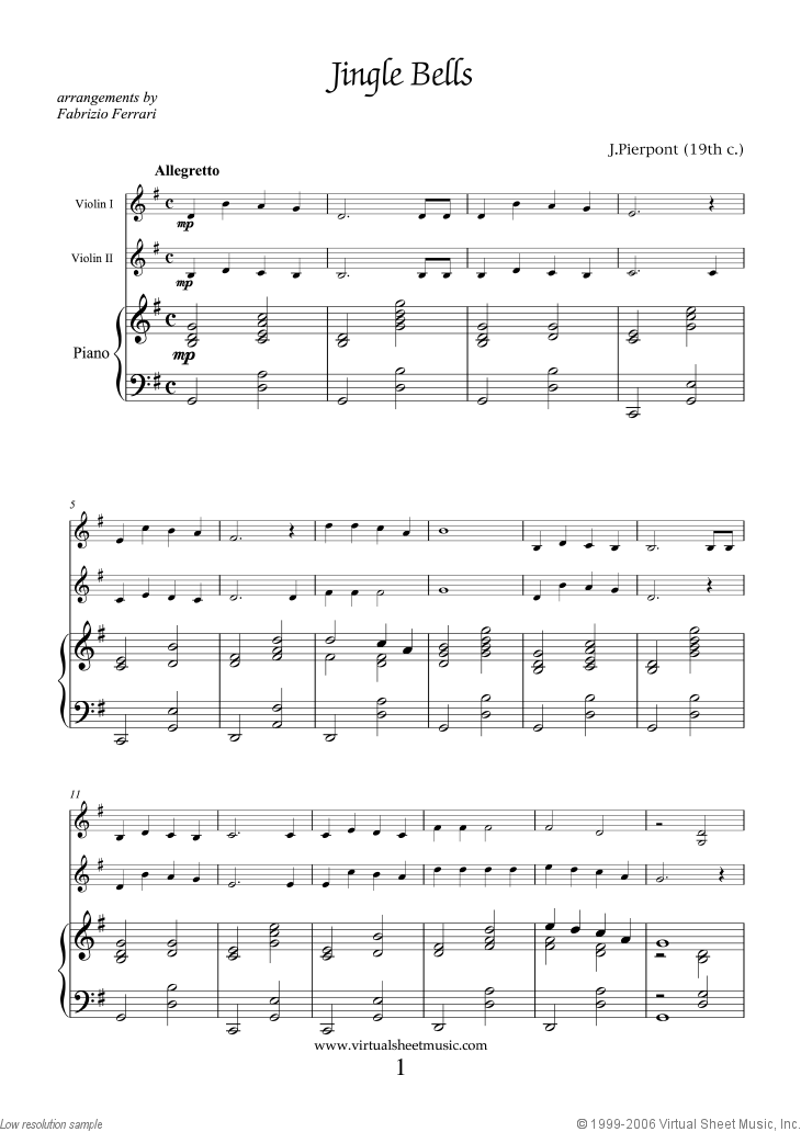 Easy Christmas Duets for Two Violins and Piano, Sheet Music (PDF)