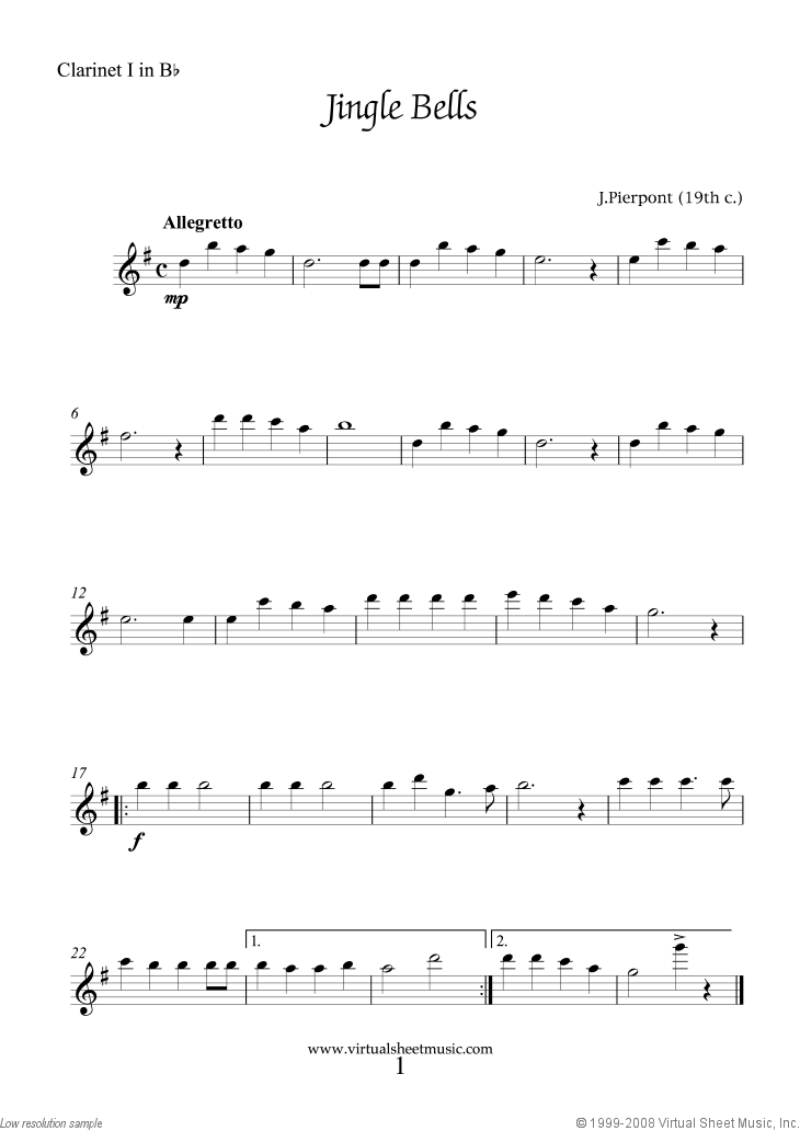Easy Christmas Clarinet Quartet Sheet Music Carols (PDF)