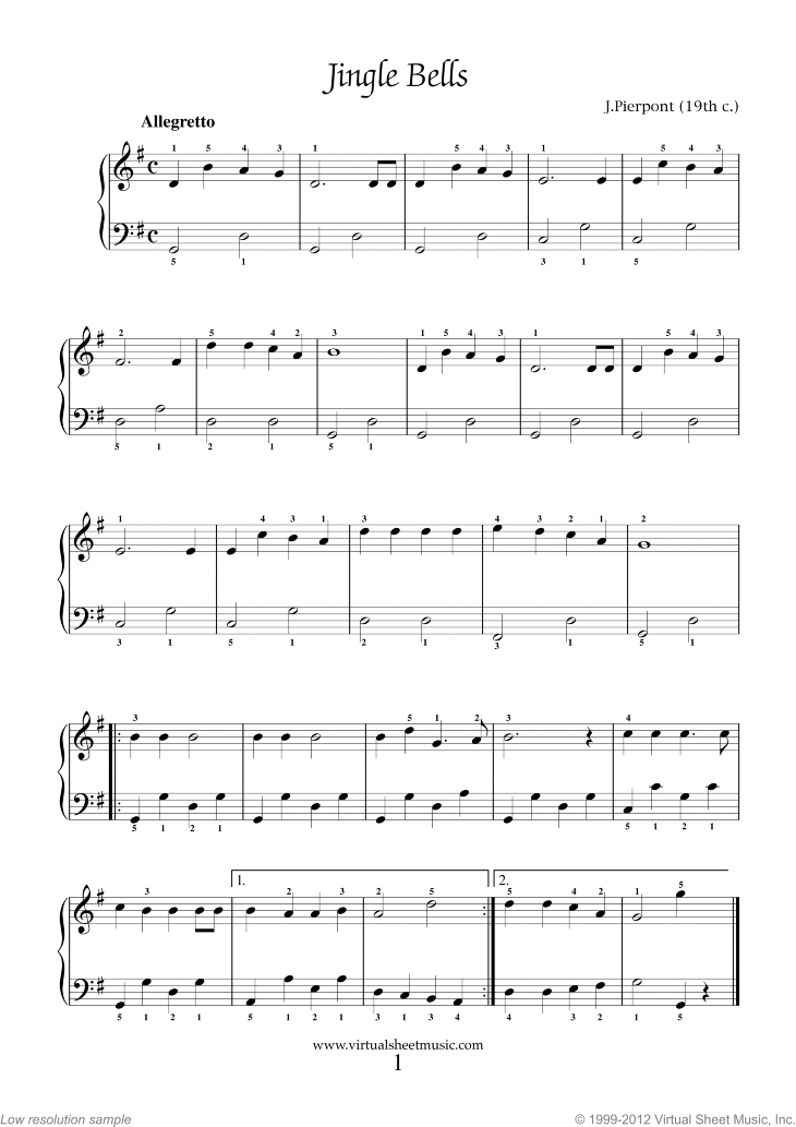 Very Easy Christmas Piano Sheet Music Songs, Printable (PDF)