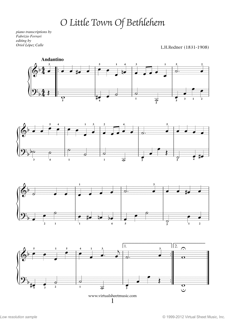 Very Easy Christmas Piano Sheet Music Songs, Printable PDF