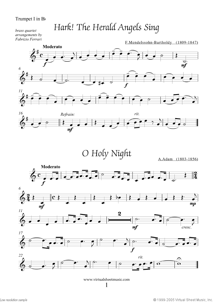 Easy Christmas Brass Quartet Sheet Music Carols [PDF], collection 2