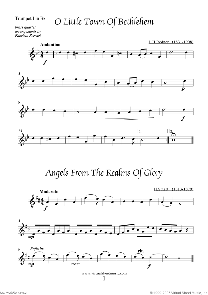 Easy Christmas Brass Quartet Sheet Music Carols (PDF), collection 3