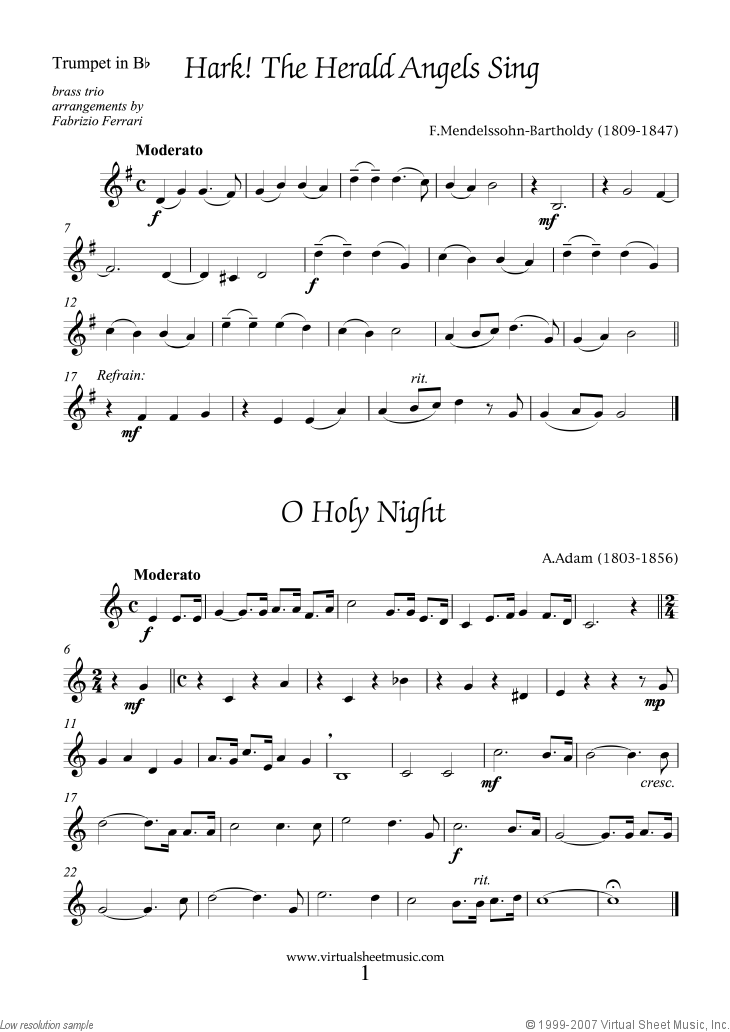 Christmas Brass Trio Sheet Music Carols & Songs (PDF), collection 2