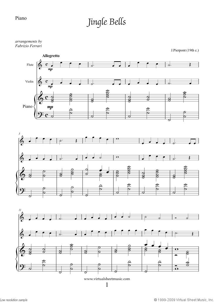Easy Christmas Flute, Violin and Piano Sheet Music PDF