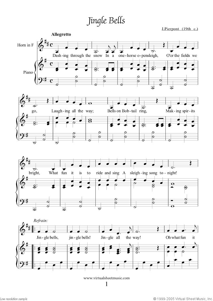 Easy Christmas Horn Sheet Music Songs Printable PDF 