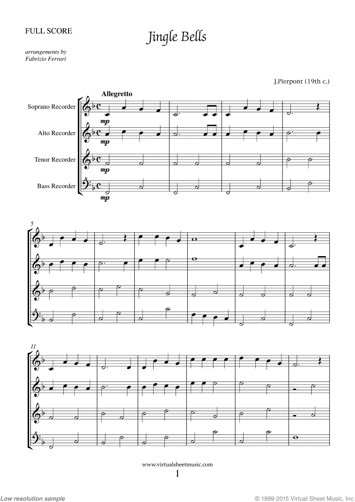 Christmas Sheet Music for Recorder Ensemble &amp; Quartet