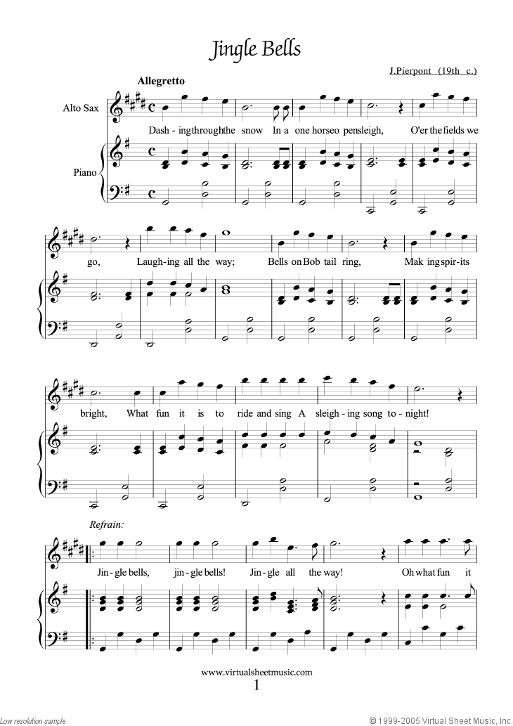 Easy Christmas Alto Saxophone Sheet Music Songs PDF, collection 1