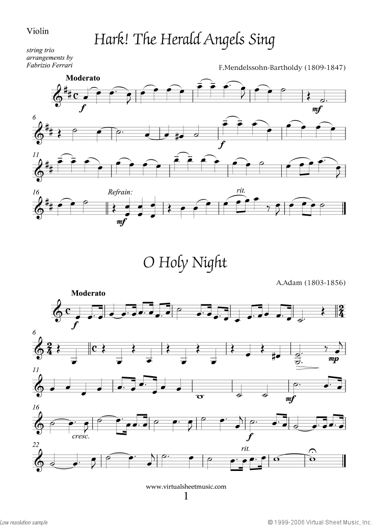 Easy Christmas String Trio Sheet Music Carols & Songs (PDF), collection 2