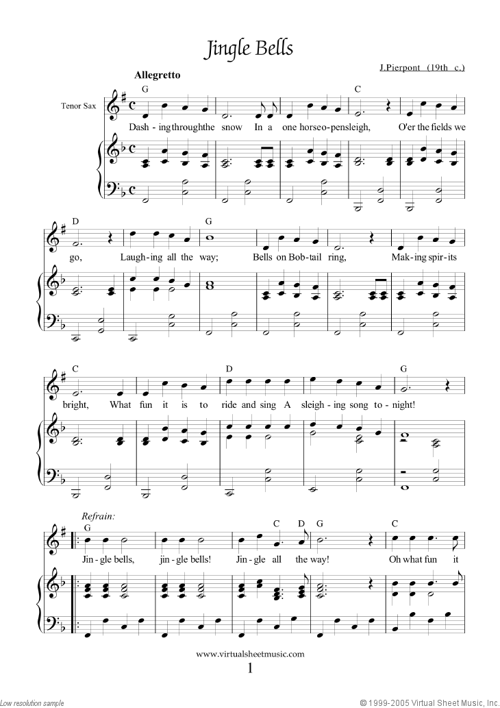 Easy Christmas Tenor Saxophone Sheet Music Songs (PDF)