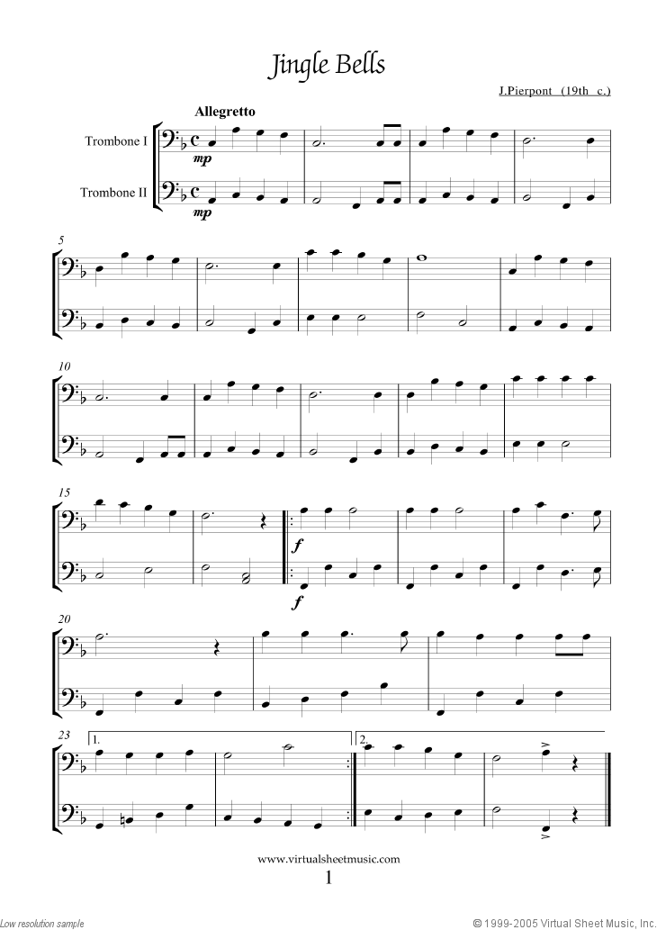 Easy Christmas Trombone Duets Sheet Music Songs PDF