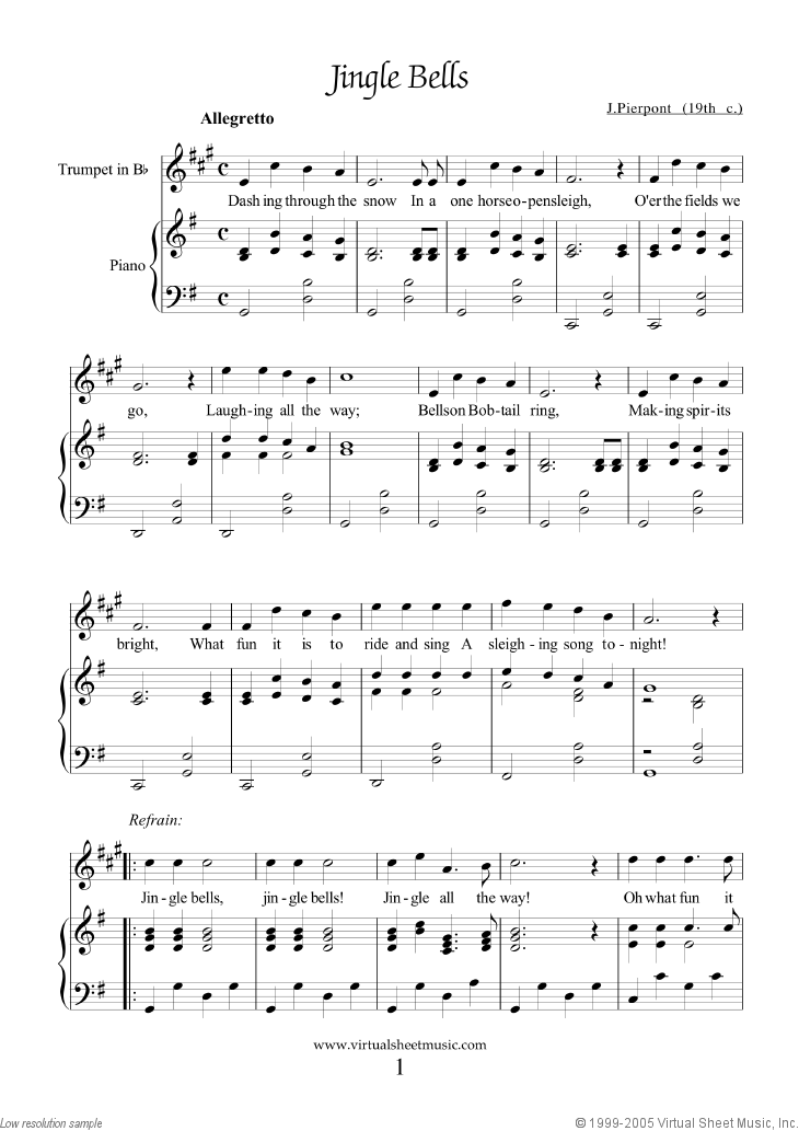 Christmas Trumpet Sheet Music Songs, Printable Carols (PDF)