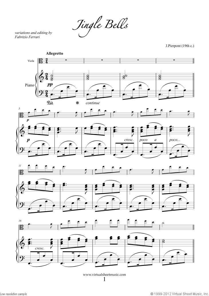 Advanced Christmas Viola Sheet Music Songs, Printable PDF