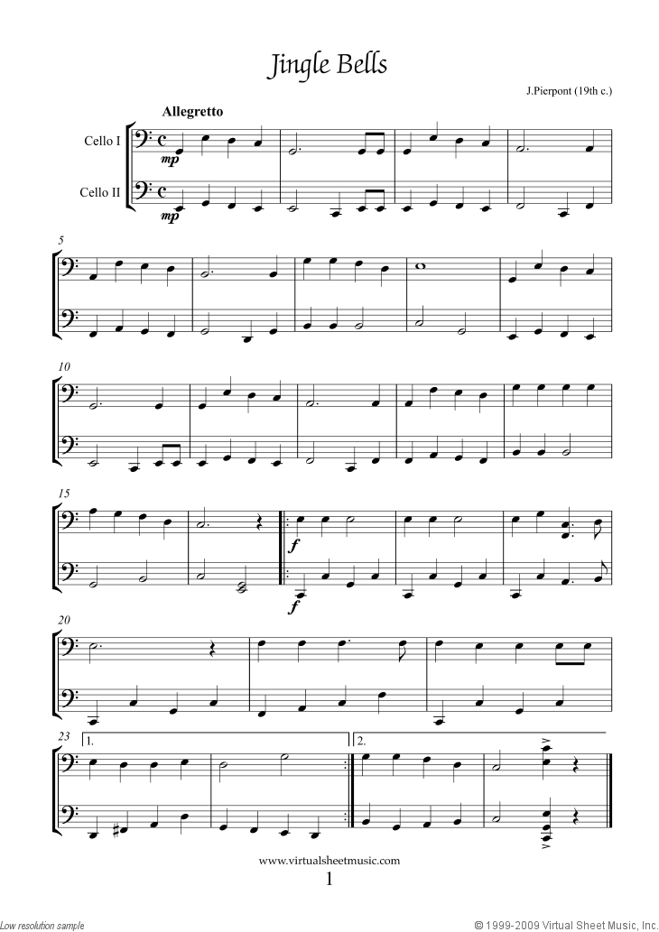 Easy Christmas Cello Duets Sheet Music Songs &amp; Carols (PDF)