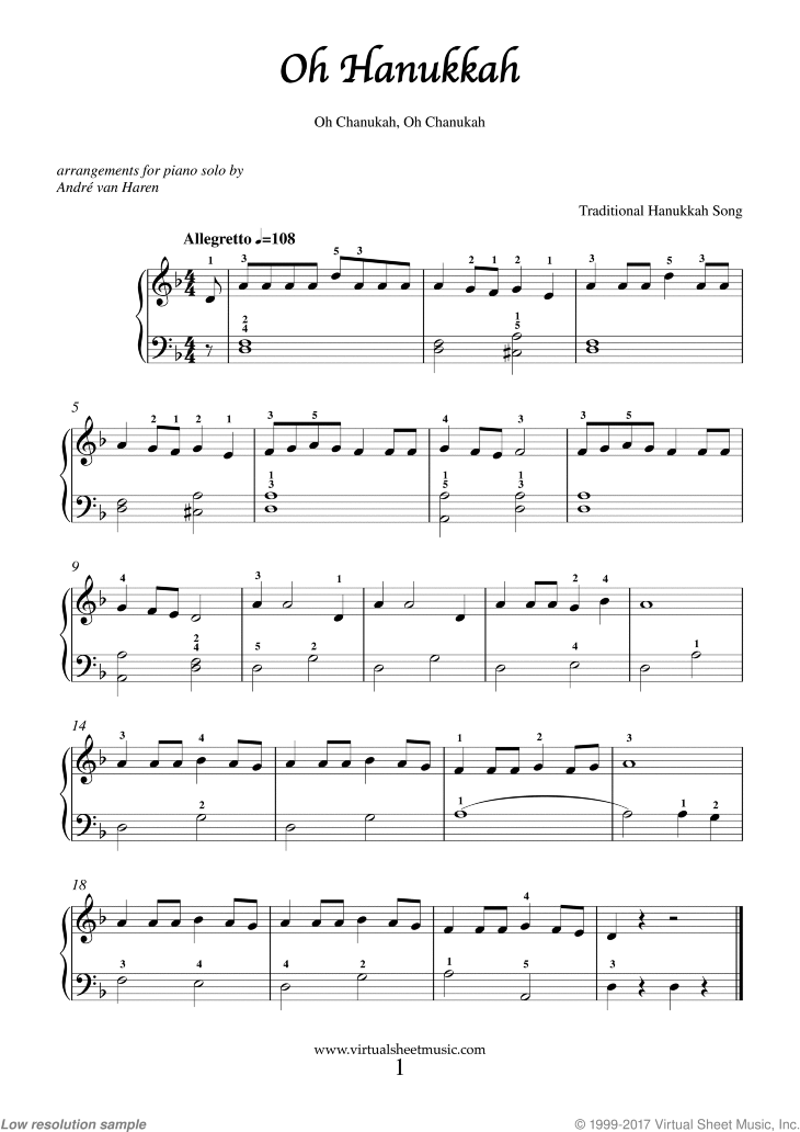 Hanukkah Piano Sheet Music, Jewish Chanukah Songs PDF