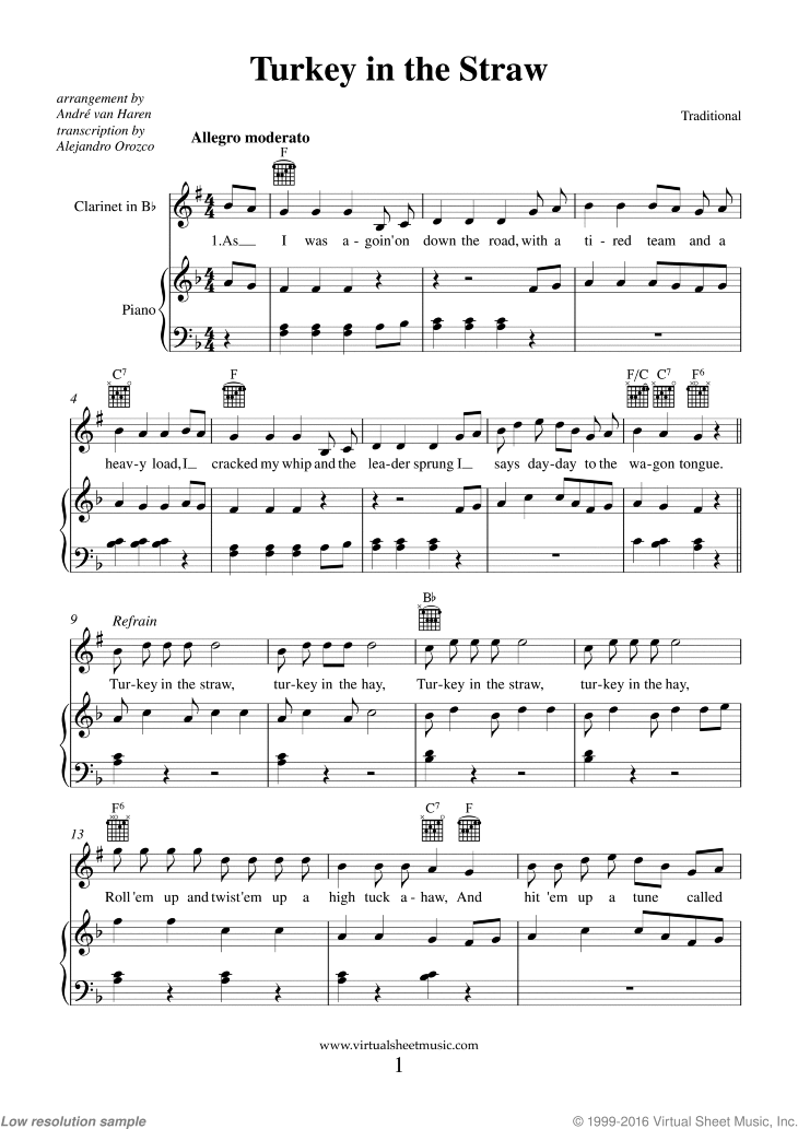 Thanksgiving Collection sheet music for clarinet and piano ...