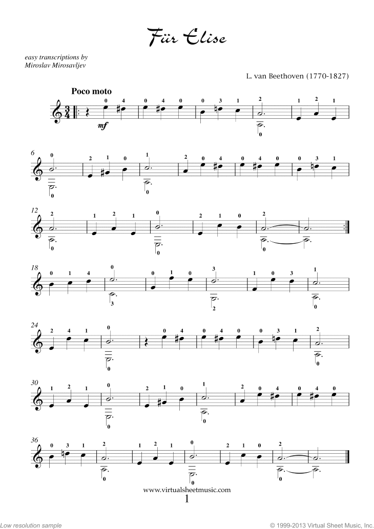 Very Easy Collection for Beginners, part I sheet music for guitar solo