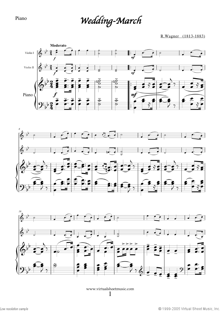 Wedding Sheet Music For Two Violins And Piano Pdf Interactive