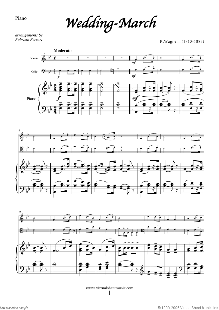 Wedding Sheet Music for violin, cello and piano (PDF)