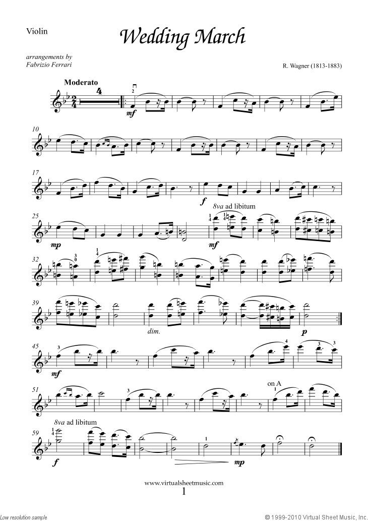 Wedding Sheet Music for violin and guitar (PDF-interactive)