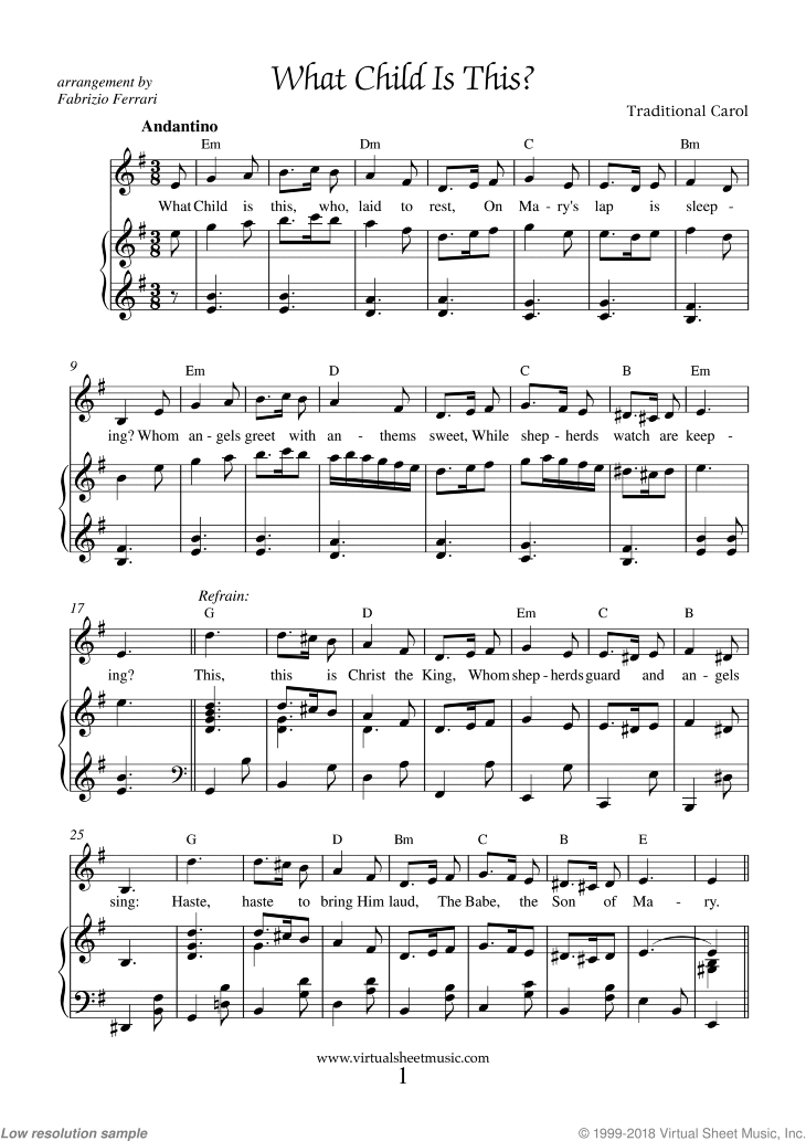 What Child Is This Piano Sheet Music Easy With Lyrics Pdf