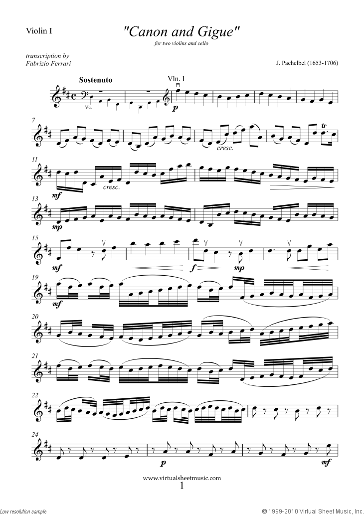 Canon In D Sheet Music For Two Violins And Cello Parts Pdf 