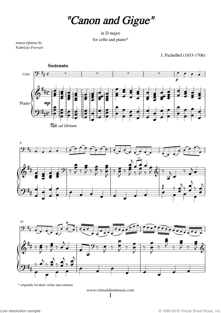 Canon in D - Sheet Music 