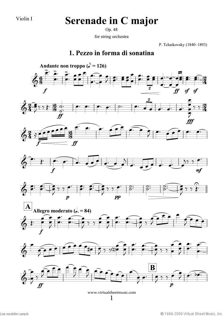 Serenade in C major Op.48 (parts) sheet music for string orchestra