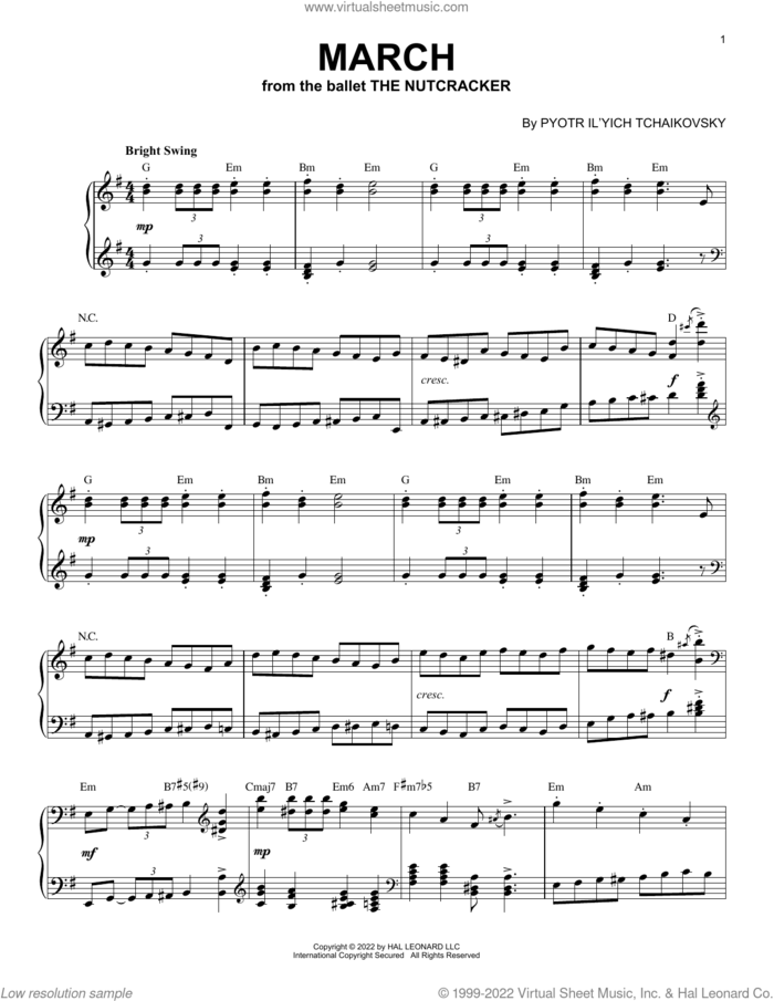 March, Op. 71a [Jazz version] (arr. Brent Edstrom) sheet music for piano solo by Pyotr Ilyich Tchaikovsky and Brent Edstrom, classical score, intermediate skill level