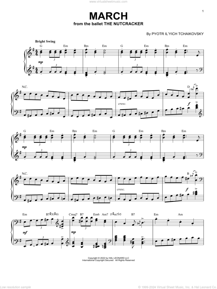 March, Op. 71a [Jazz version] (arr. Brent Edstrom) sheet music for piano solo by Pyotr Ilyich Tchaikovsky and Brent Edstrom, classical score, intermediate skill level