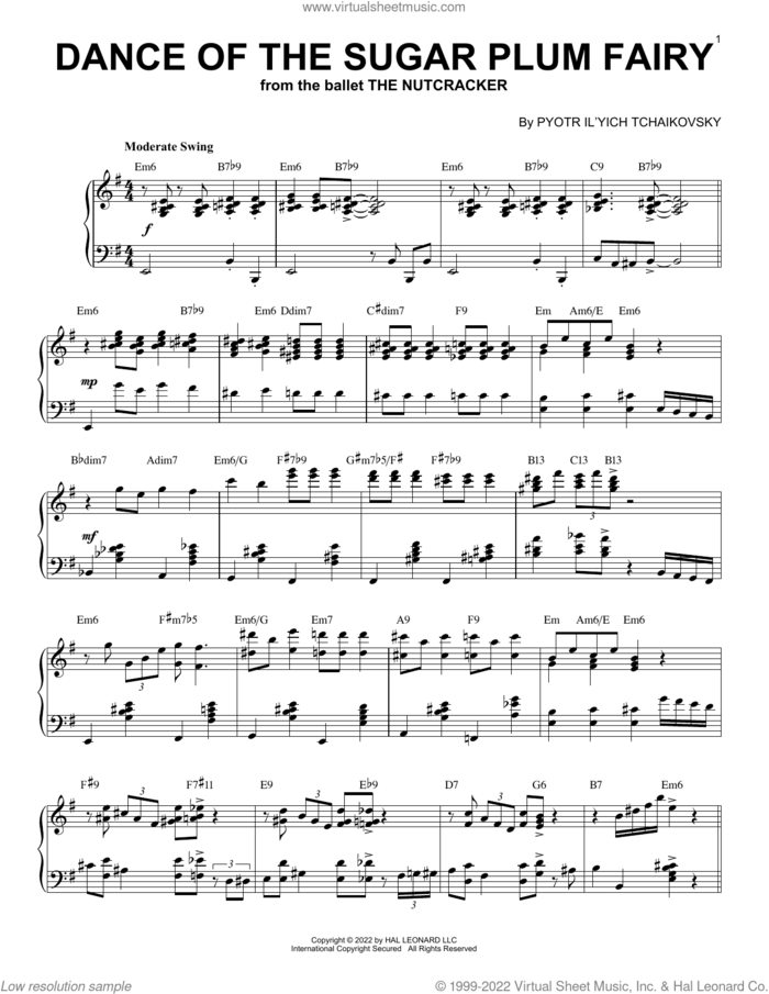 Dance Of The Sugar Plum Fairy, Op. 71a [Jazz version] (arr. Brent Edstrom) sheet music for piano solo by Pyotr Ilyich Tchaikovsky and Brent Edstrom, classical score, intermediate skill level