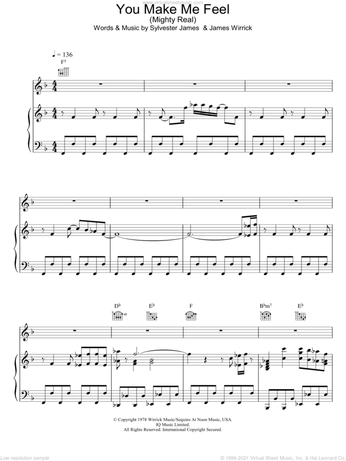 You Make Me Feel (Mighty Real) sheet music for voice, piano or guitar by Jimmy Somerville and Sylvester, intermediate skill level